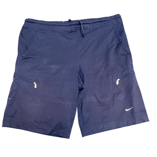 Nike Running Shorts Mens Large Blue Logo Elastic Waist Drawstring Athletic Fit