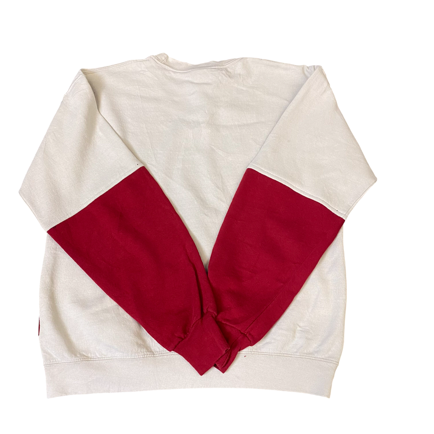 Nike Reworked Sweatshirt Mens M Red Beige Embroidered Spellout Logo Vintage Y2K