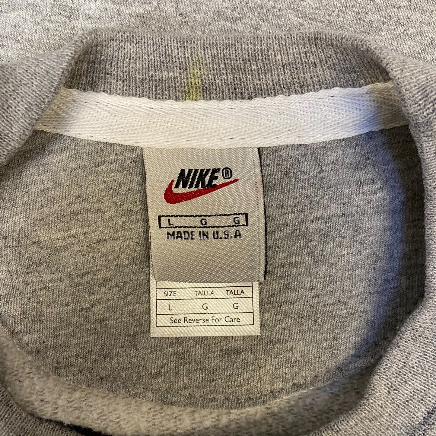 Nike Reworked Sweatshirt Mens Large Grey Green Embroidered Spellout Logo Vtg Y2K