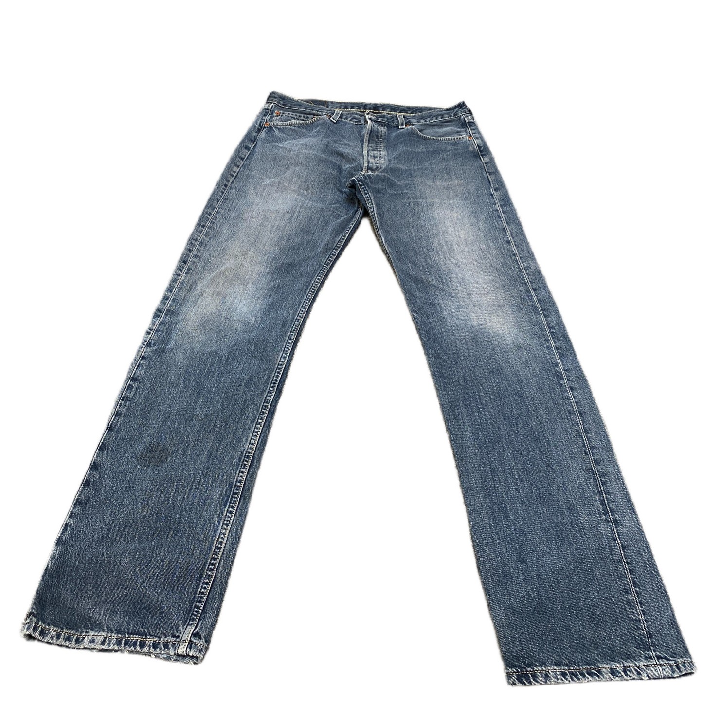Levi's Jeans Fits as Mens 33" Waist Blue Denim Double Stitch Grunge Straight Leg