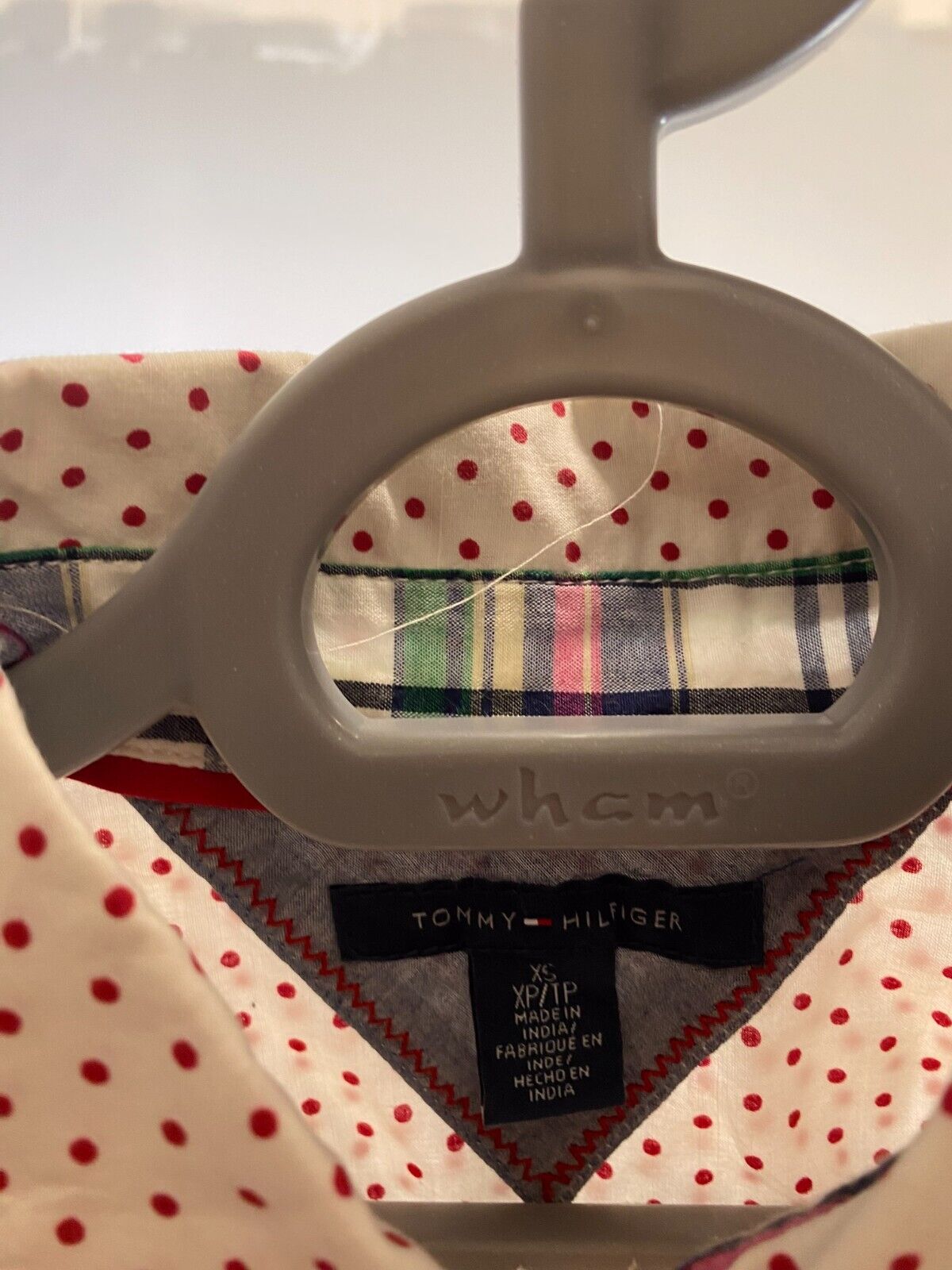 Tommy Hilfiger Shirt Women XS White Red Polka Dot Detailed Pockets Button Down