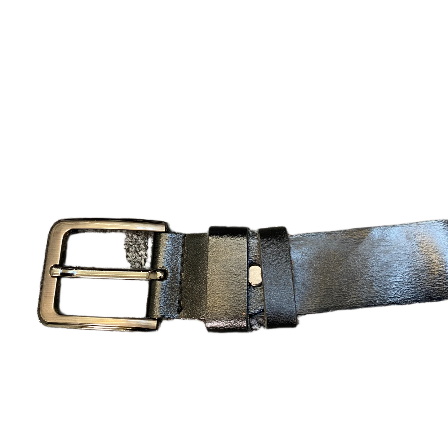 Waist Belt Men Black Leather Adjustable Classic Silver Pin Buckle 57.5 inches