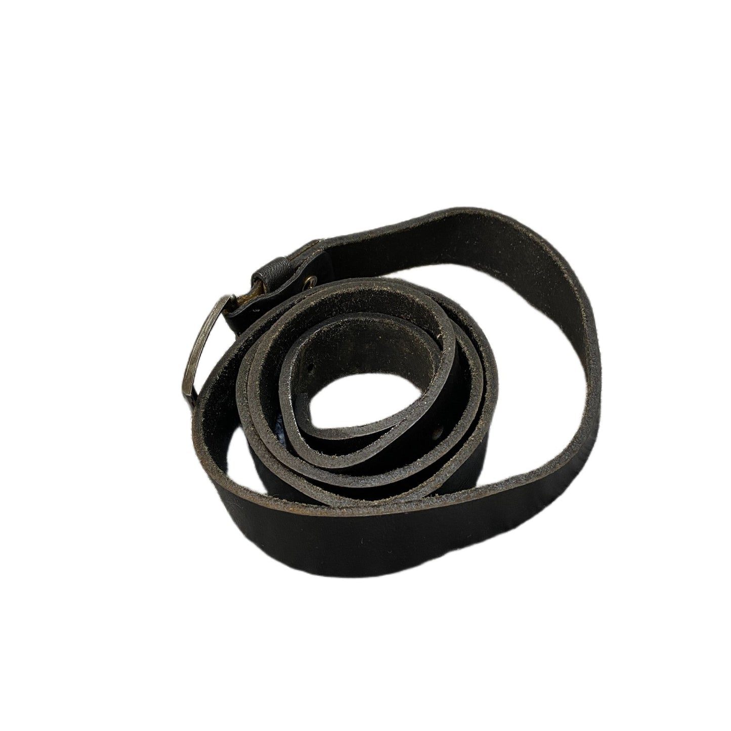 Waist Belt Mens Black Leather Adjustable Rectangular Silver Pin Buckle 50 Inches