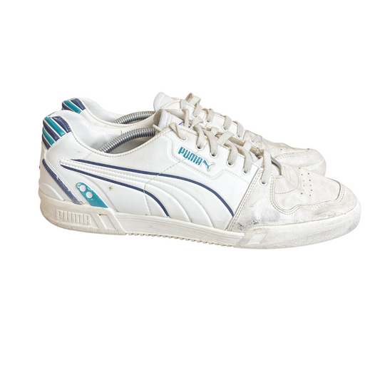 PUMA Classic Trainer Sneakers Men's 10.5 White Leather Upper Low Top Lace Up