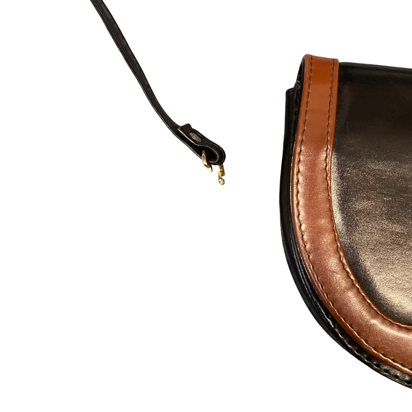 Lidia Shoulder Bag Womens Brown Black Leather Inner Zip Pockets Flap Closure