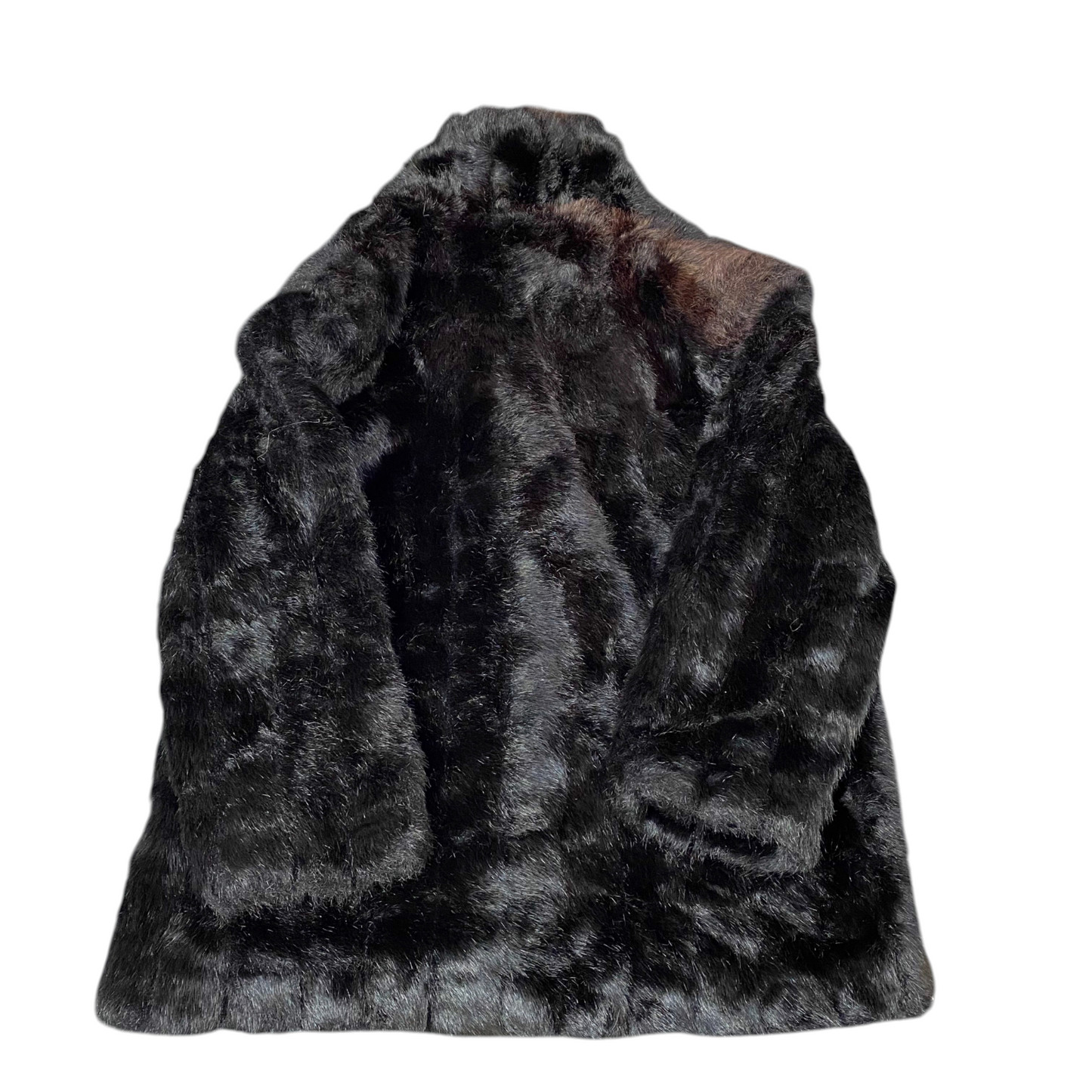 Womens Faux Fur Coat Medium Black Lined Plush Oversized Long Sleeve Open Front