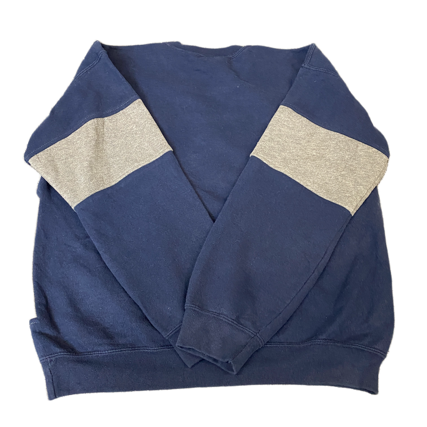 Nike Reworked Sweatshirt Mens M Grey Navy Embroidered Spellout Logo Vintage Y2K