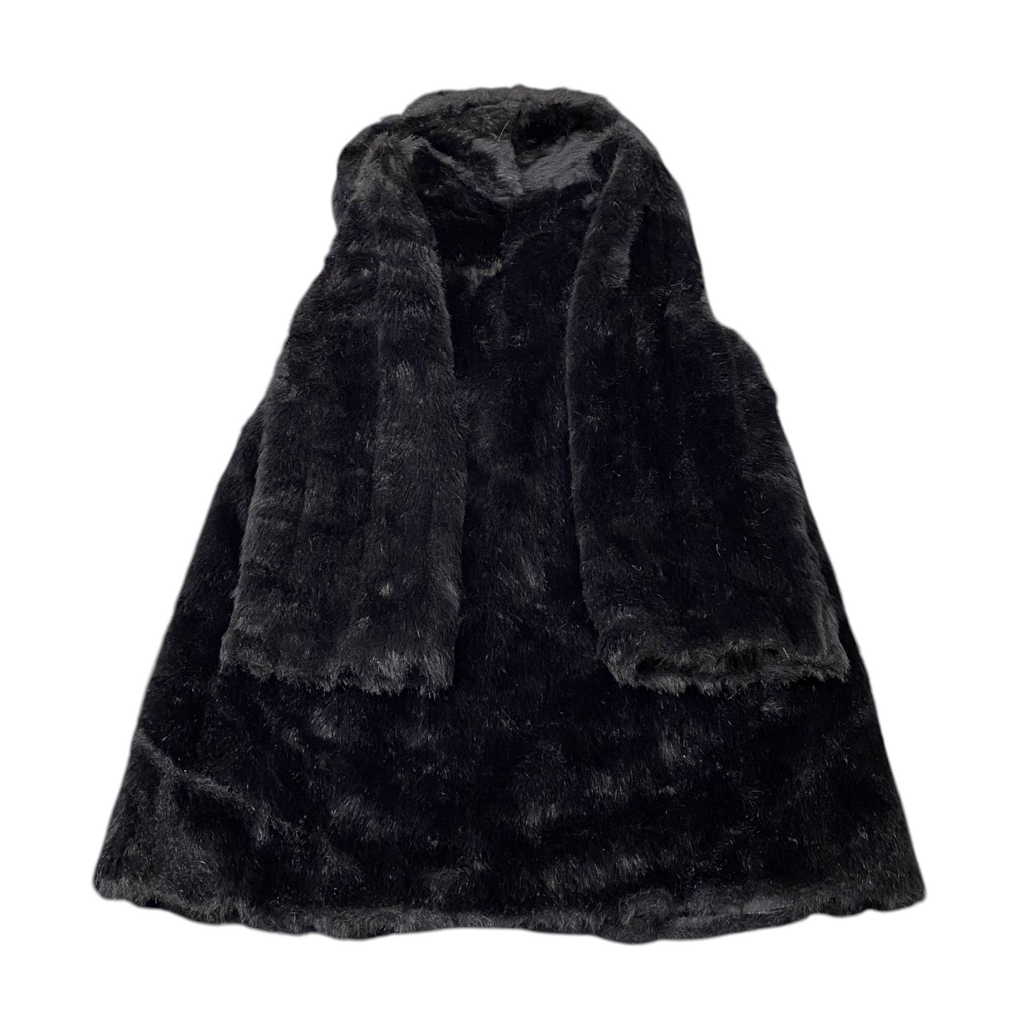 Womens Luxury Faux Fur Coat Medium Black Lined Plush Winter Long Sleeve Collared