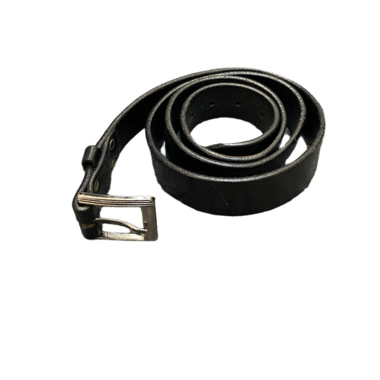 Fujisan Waist Belt Mens Black Leather Adjustable Silver Pin Buckle 39.5 Inches
