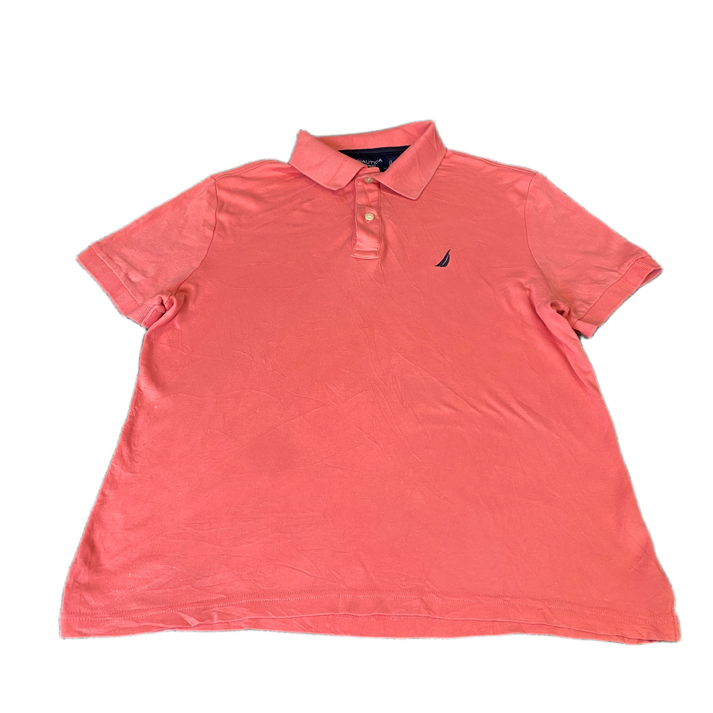 Nautica Polo Shirt Womens M Coral Pink Slim Fit Short Sleeve Collared Popover