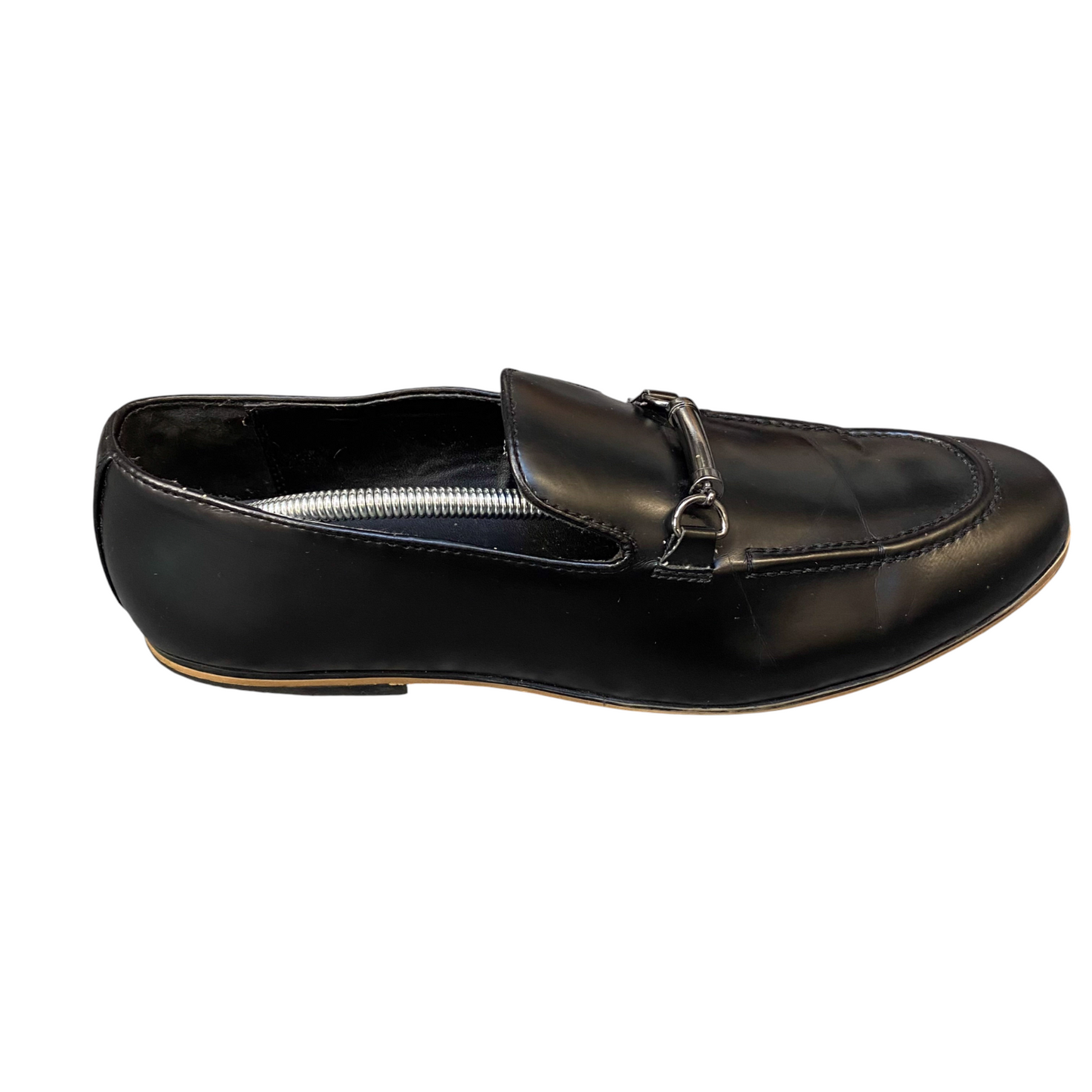 ASOS Horsebit Loafers Mens UK Size 9 Black Faux Patent Leather Formal Slip On
