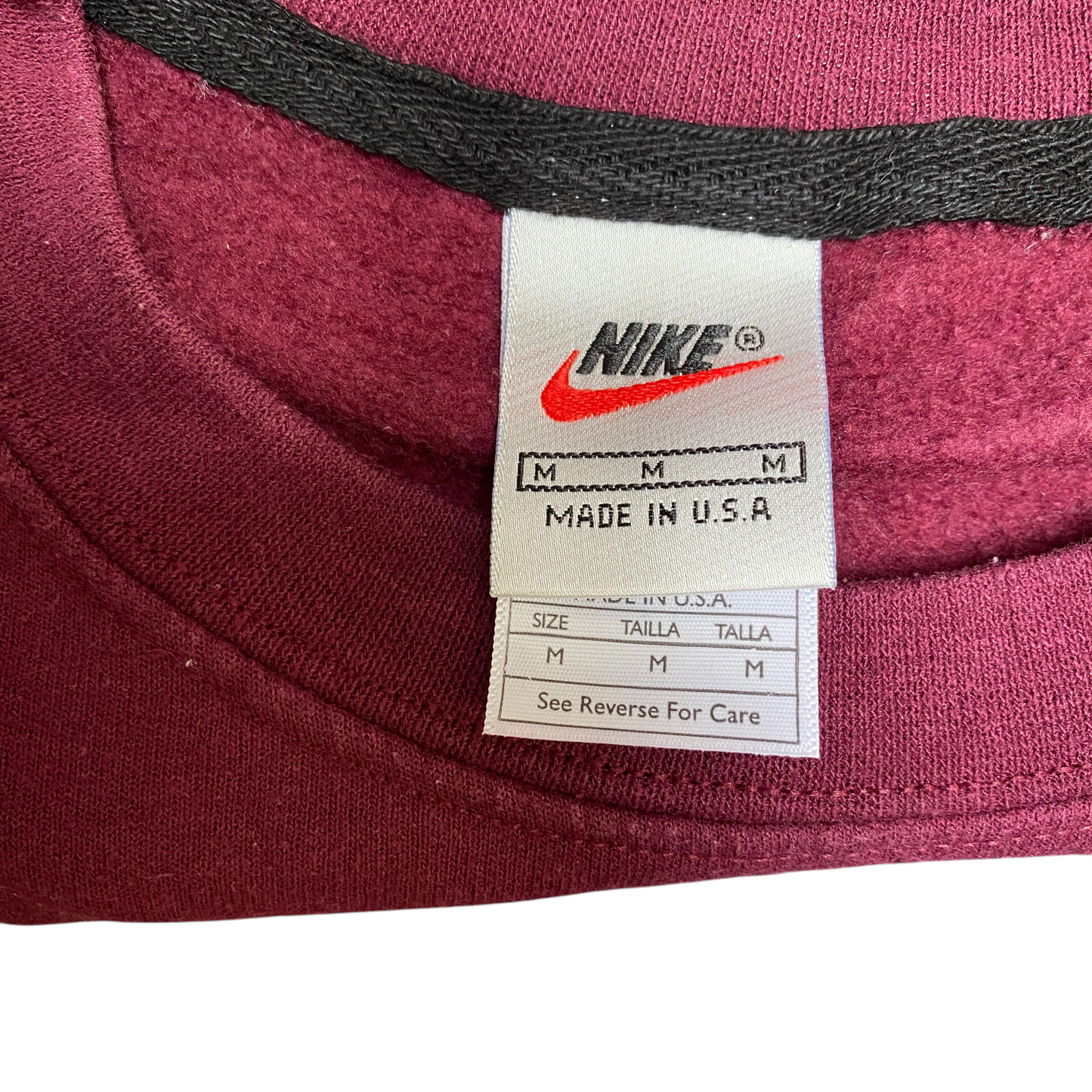 Nike Reworked Sweatshirt Men M Maroon Grey Embroidered Spellout Logo Vintage Y2K