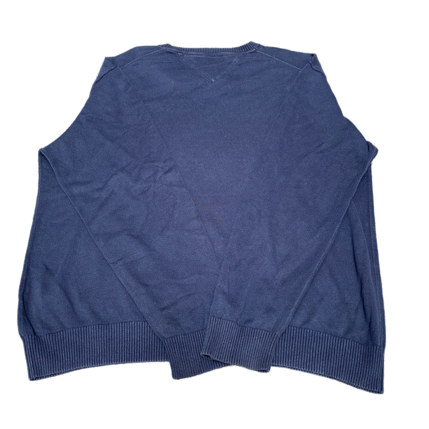 Tommy Hilfiger Jumper Mens Large Blue Argyle Diamond Embroidered V Neck Pullover