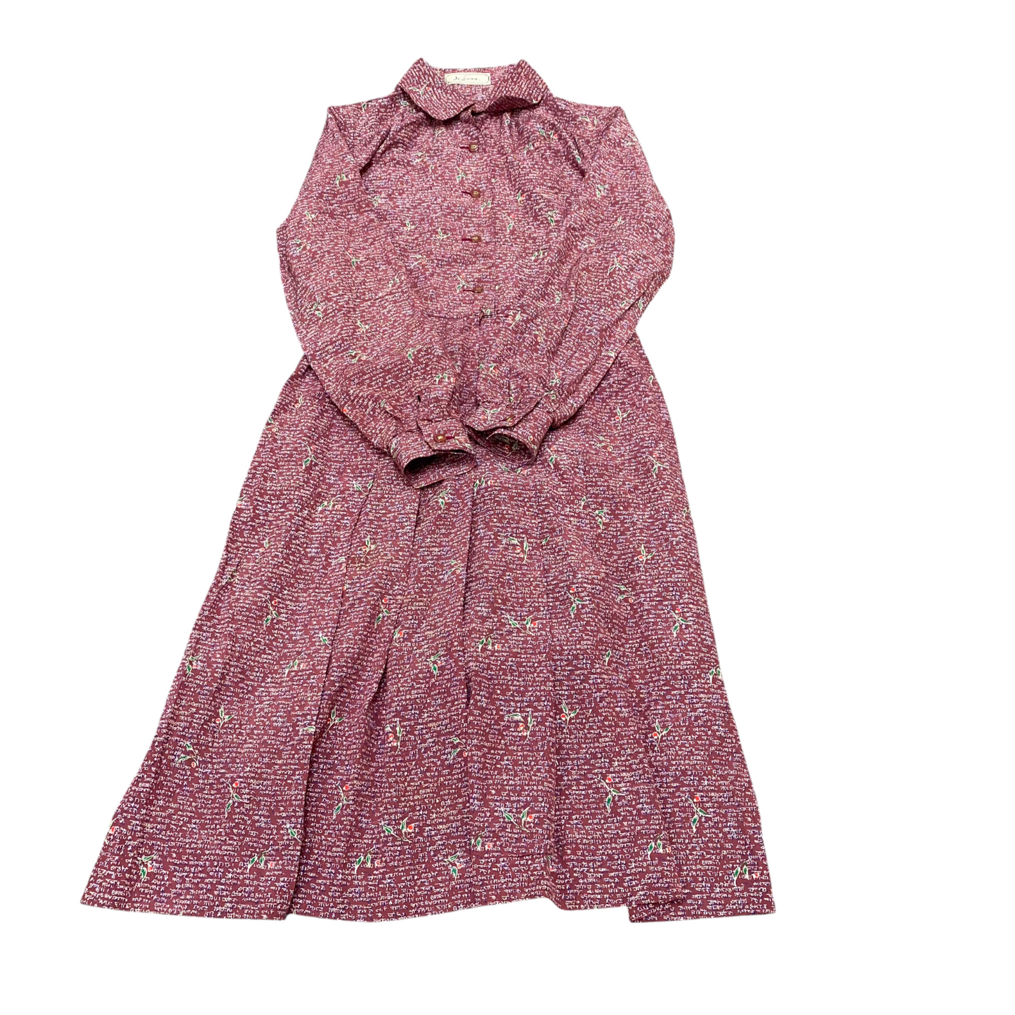 St. Lorian Midi Dress Womens M Brown Floral Long Sleeve Collared Button Front