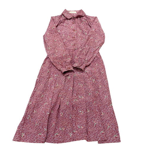 St. Lorian Midi Dress Womens M Brown Floral Long Sleeve Collared Button Front