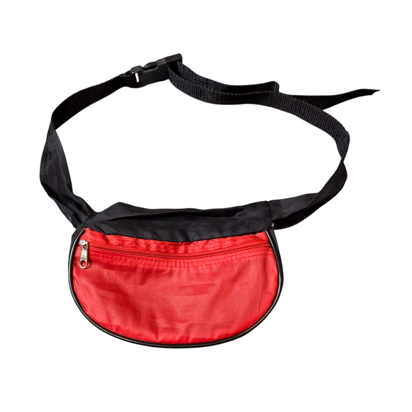 Unisex Outdoor Fanny Pack Bum Bag Red Black Zip Pocket Adjustable Canvas Strap