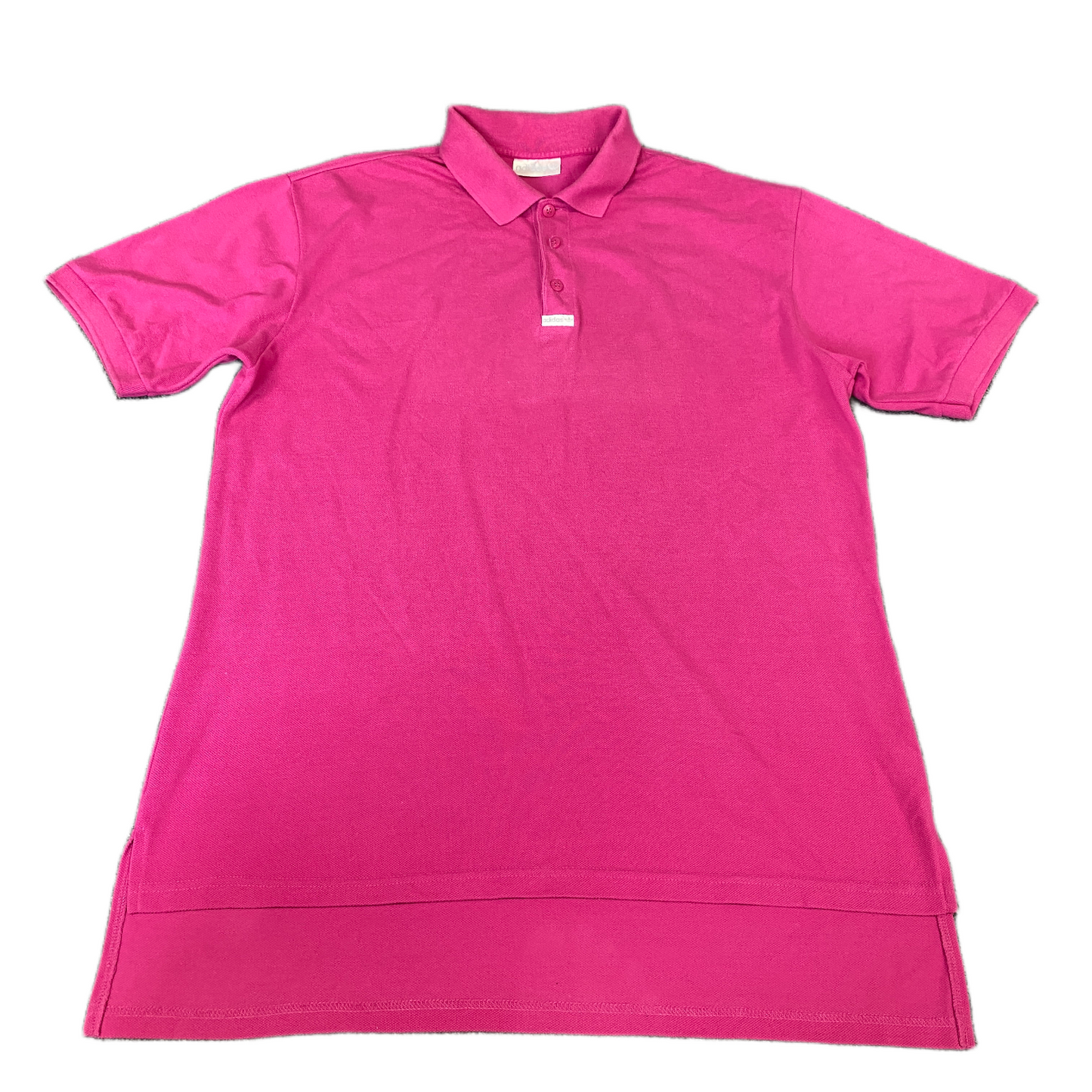 Adidas Polo Shirt Womens Large Pink High Low Slit Short Sleeve Collared Popover