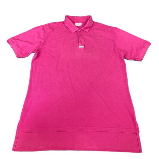 Adidas Polo Shirt Womens Large Pink High Low Slit Short Sleeve Collared Popover