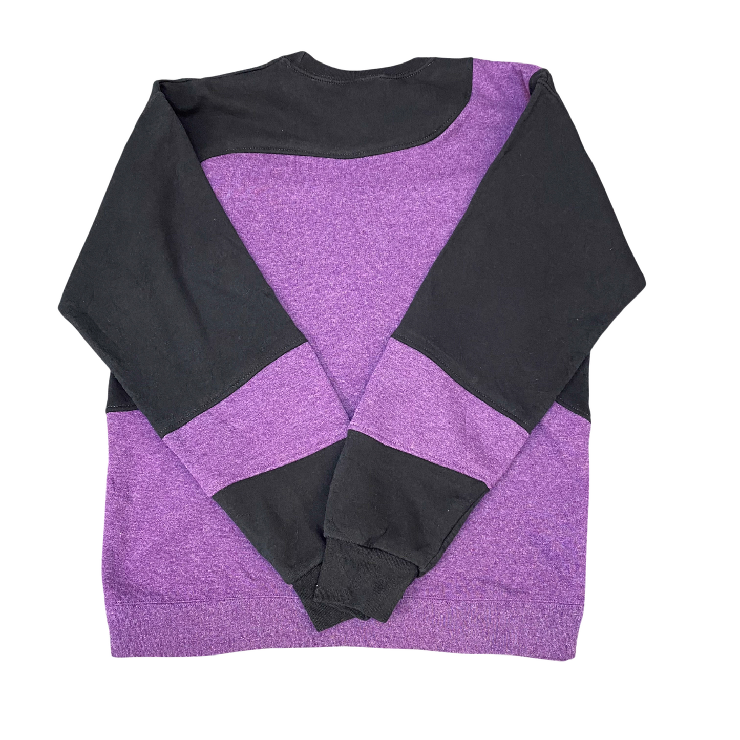 Nike Reworked Sweatshirt Mens Small Purple Black Embroidered Spell Out Logo Y2K