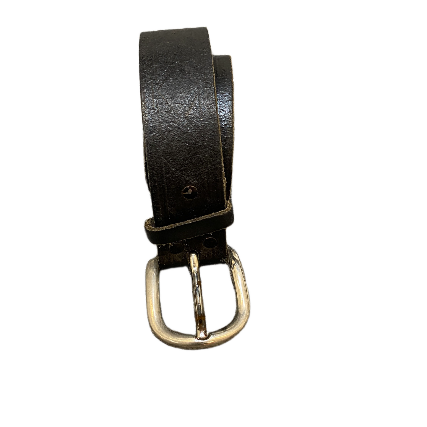 Mens Waist Belt Black Leather Adjustable Stainless Steel Pin Buckle 30.5 inches
