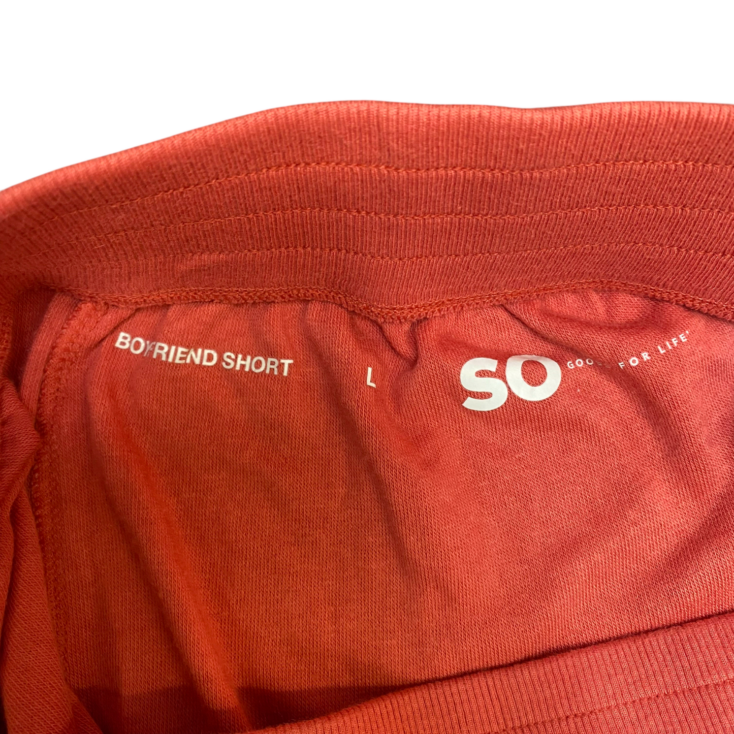 Boyfriend Shorts Womens Large Orange Athletic Workout Elastic Waist Dolphin Hem