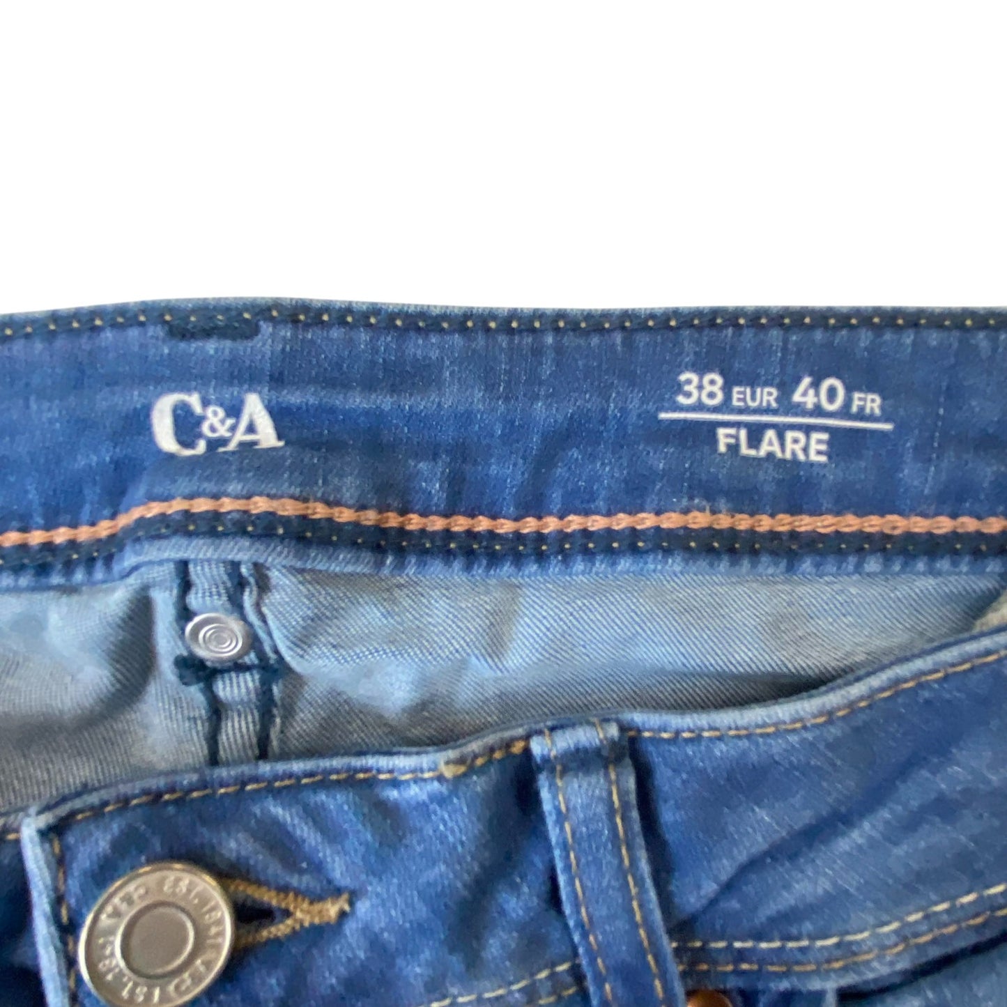 C&A  Jeans Womens Medium W29 L27 Blue Denim Flared Leg Comfort Fit Outdoor