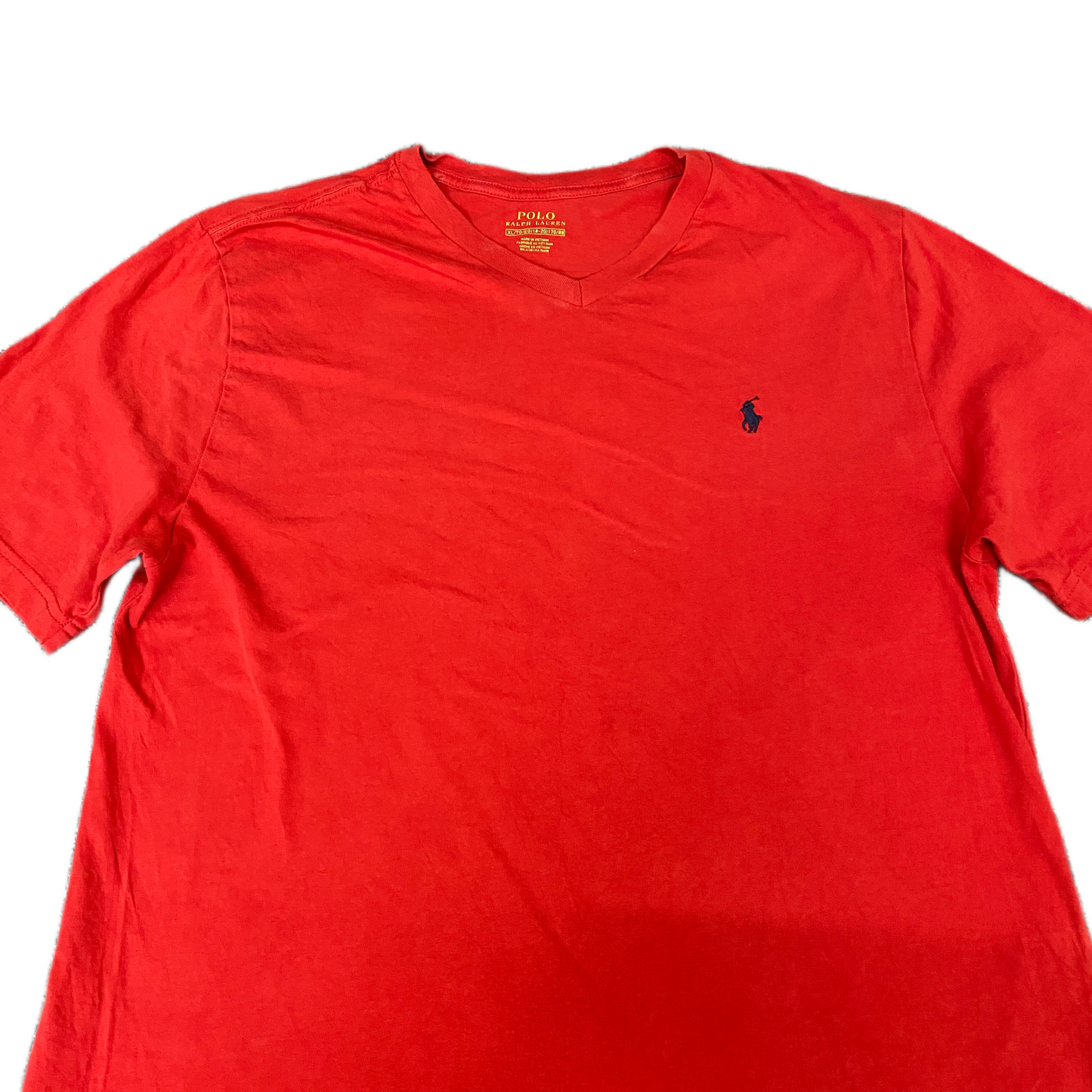 Ralph Lauren T-Shirt Womens M Red Pony Logo Short Sleeve V-Neck Pullover Tee