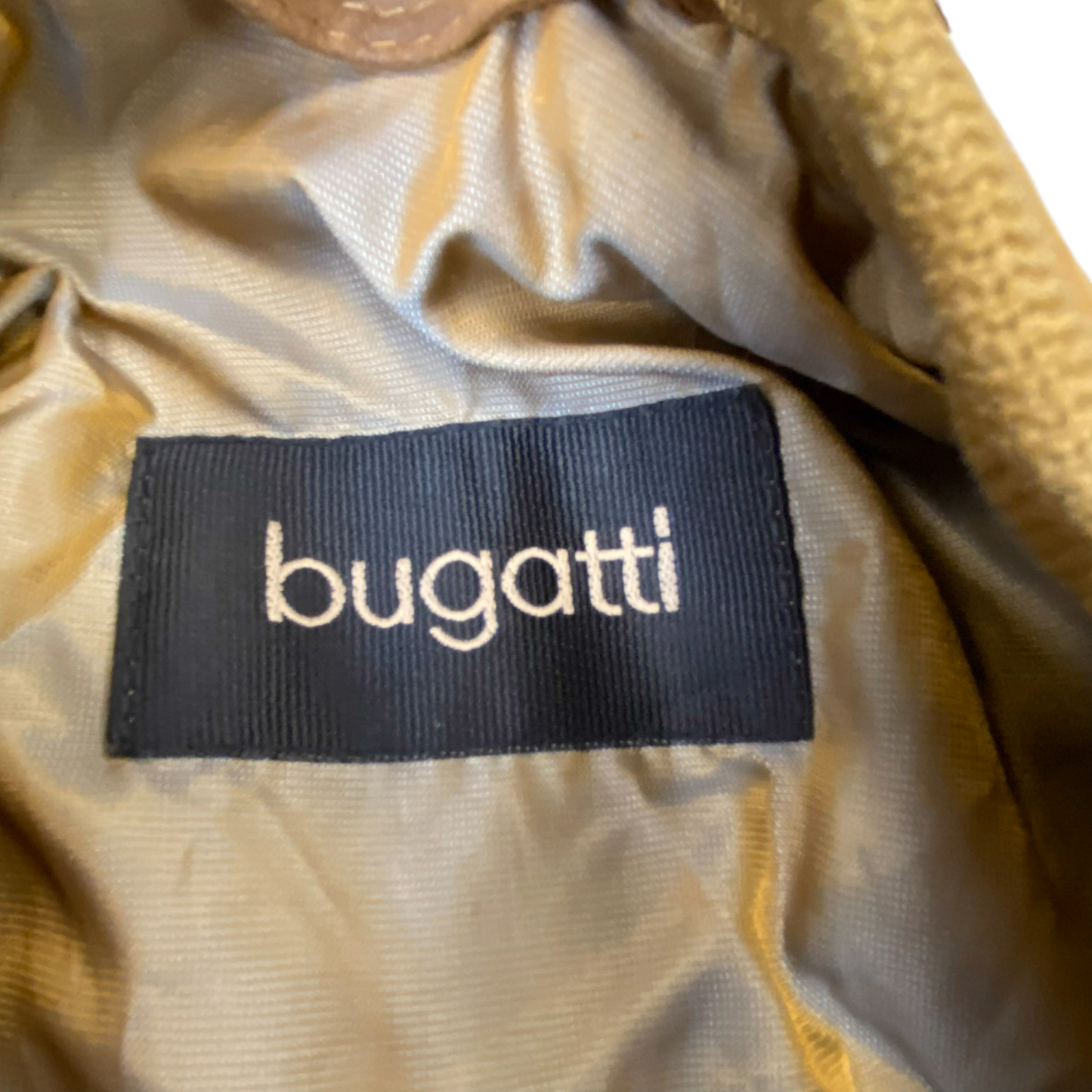 Bugatti Bomber Jacket Mens Large Brown Suede Leather Long Sleeve Button Front