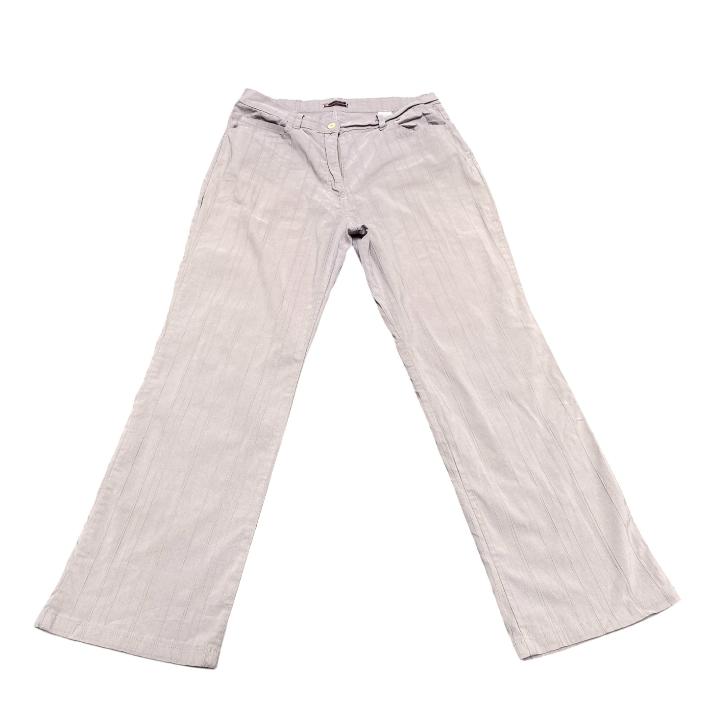 Chino Trousers Womens L Grey Straight Leg Pintuck Detail Pockets Stretch Outdoor
