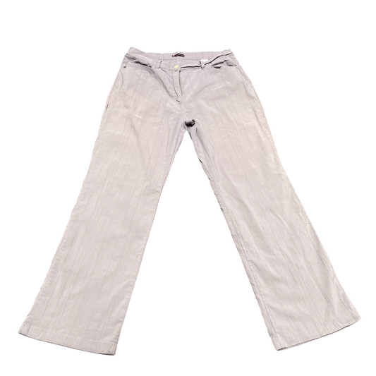 Chino Trousers Womens L Grey Straight Leg Pintuck Detail Pockets Stretch Outdoor