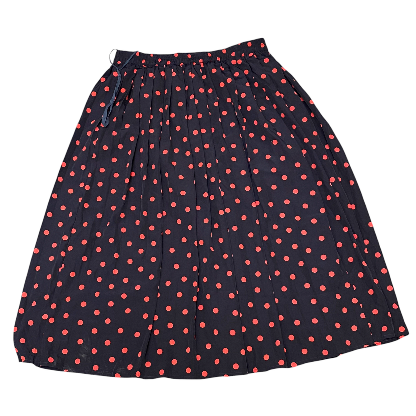 Womens A Line Pleated Skirt XL Black Red Polka Dot Casual Pleated Elastic Waist