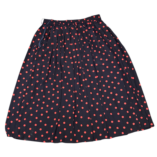 Womens A Line Pleated Skirt XL Black Red Polka Dot Casual Pleated Elastic Waist