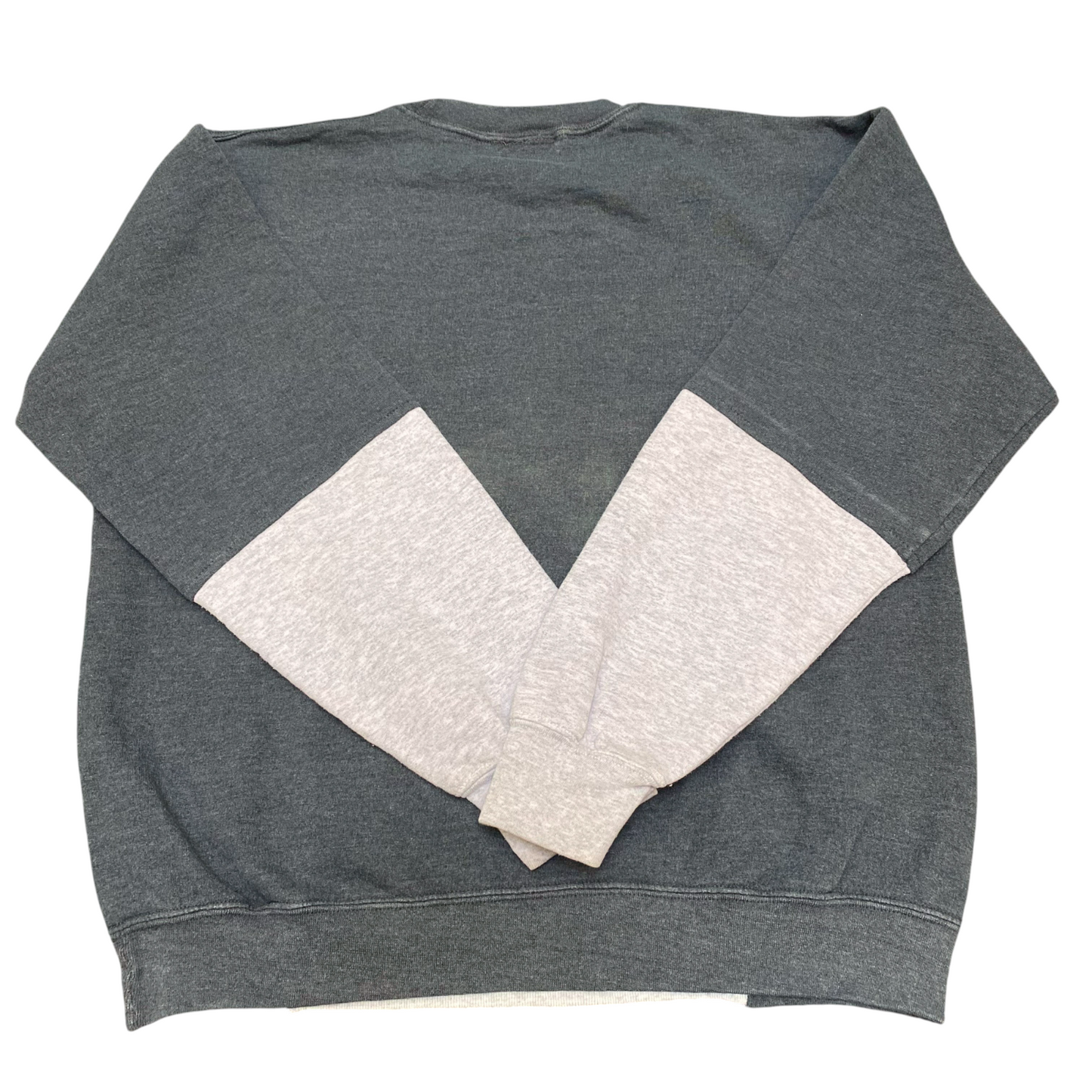 Nike Reworked Sweatshirt Mens Medium Grey Embroidered Spellout Logo Crew Neck