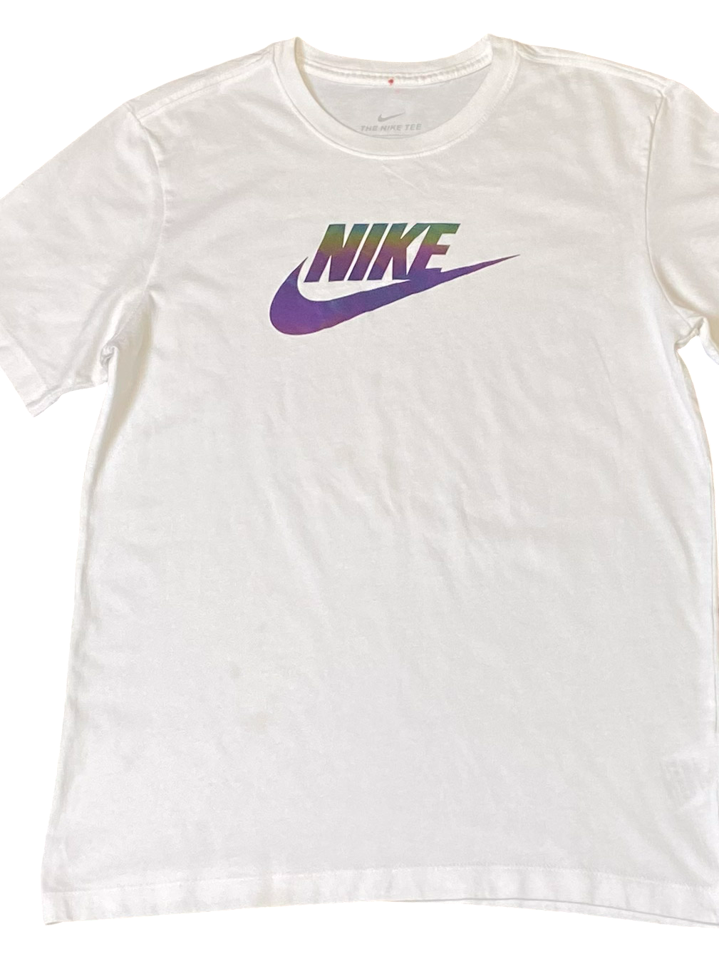 Nike Shirt Mens Small White Swoosh Logo Dri Fit Casual Short Sleeve Pullover Tee