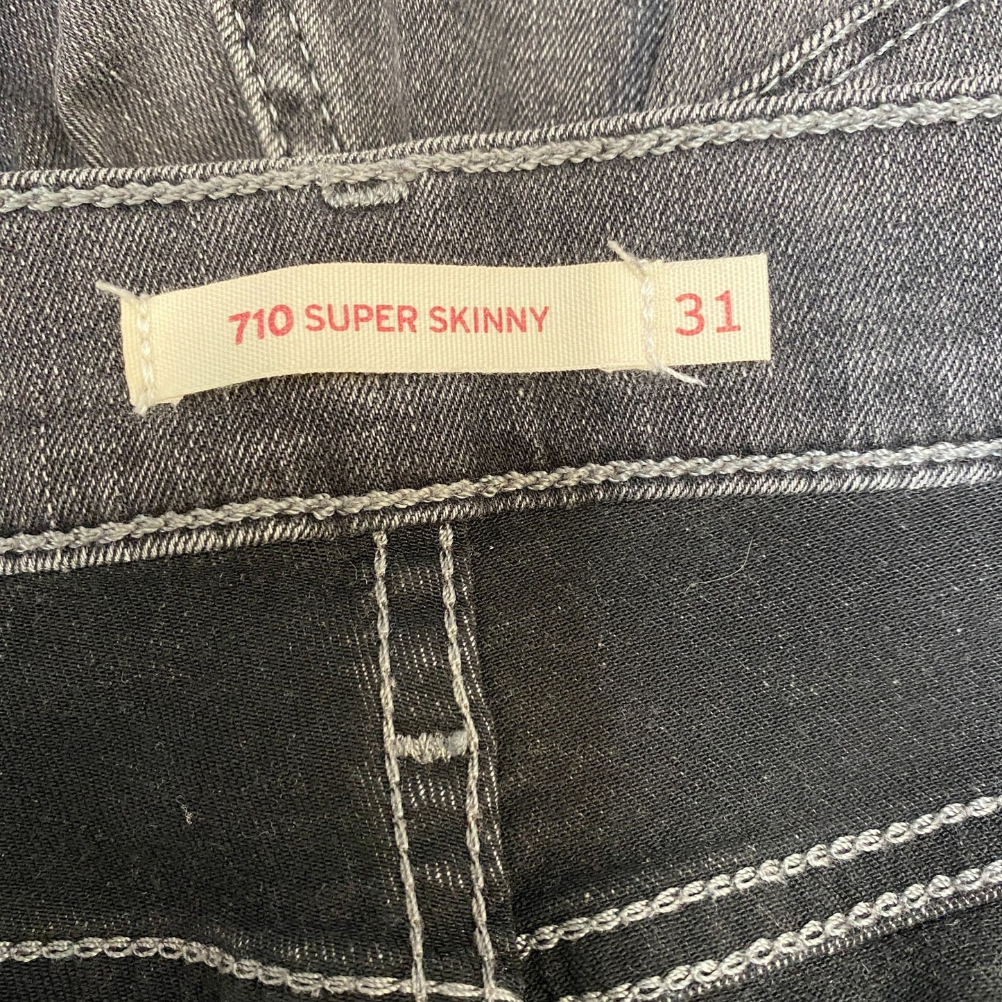 Levi's 710 Skinny Jeans Womens 31" Waist Grey Low Waist Streetwear Grunge Y2K
