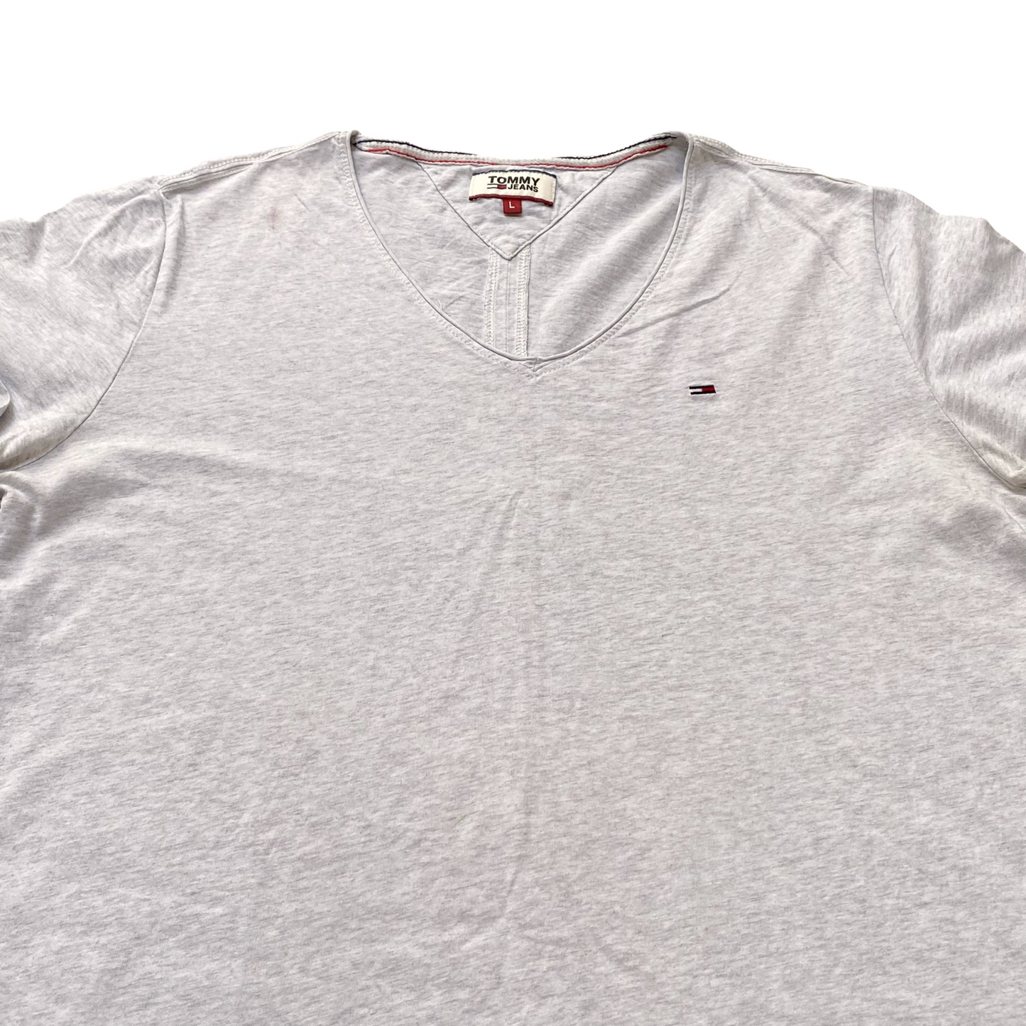 Tommy Jeans T Shirt Womens Large Grey Heather Short Sleeve V Neck Pullover Tee