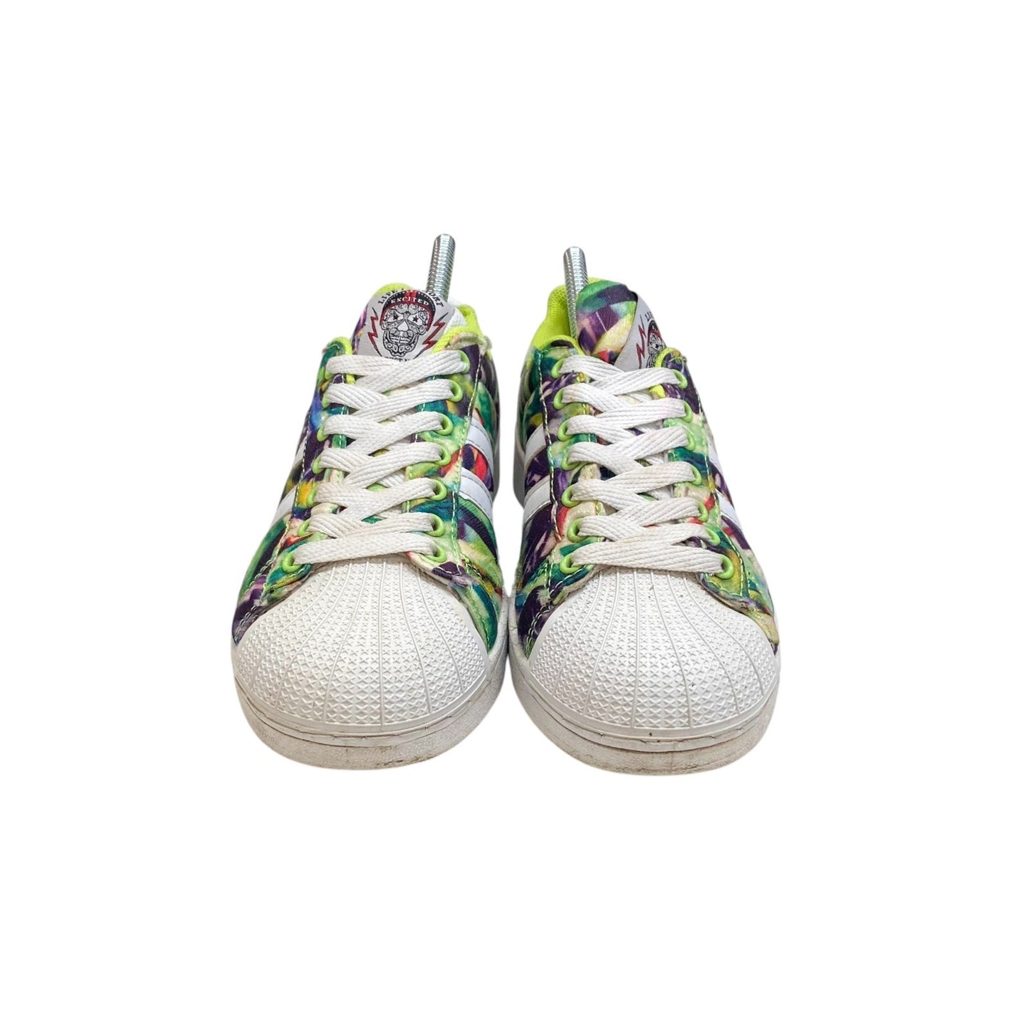 Women's Athletic Sneakers White Green Floral Print Comfortable Casual Lace Up