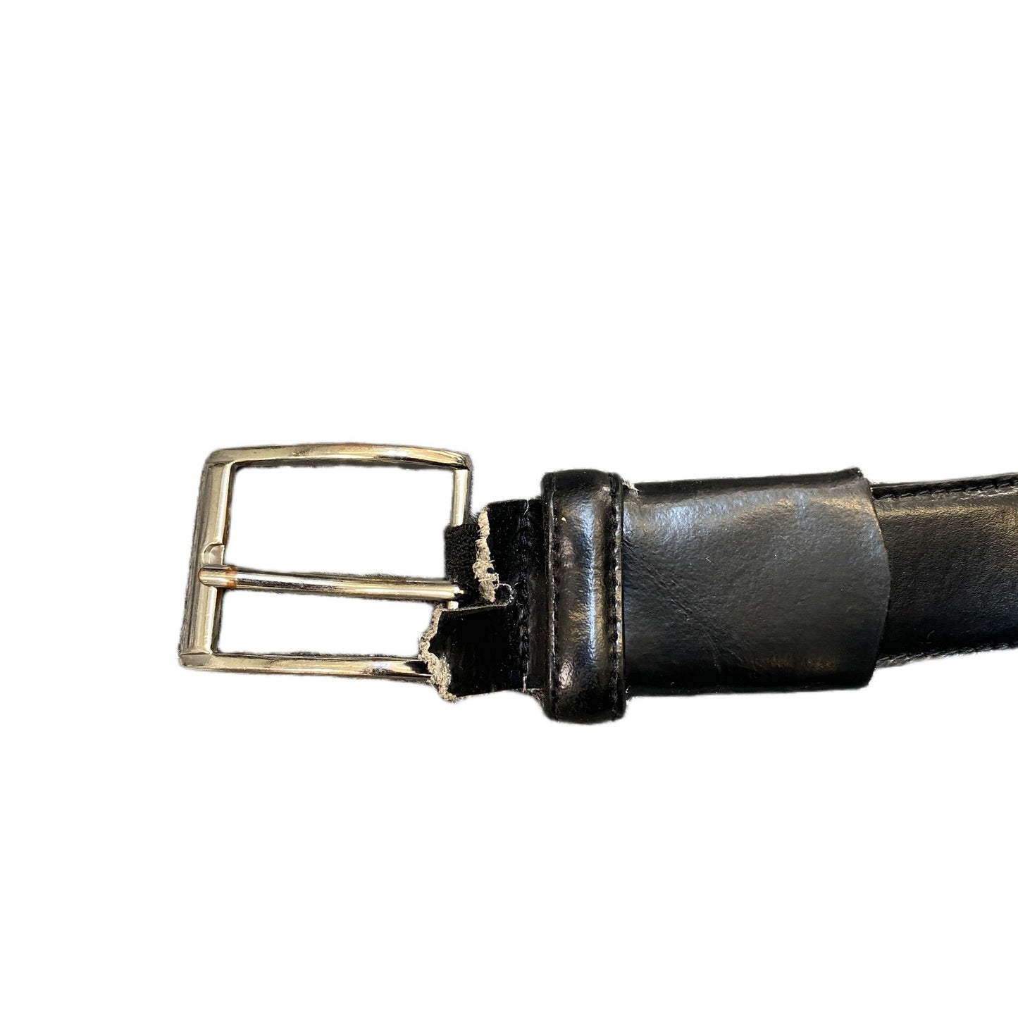 Waist Belt Mens Black Leather Adjustable Classic Silver Pin Buckle 46 Inches