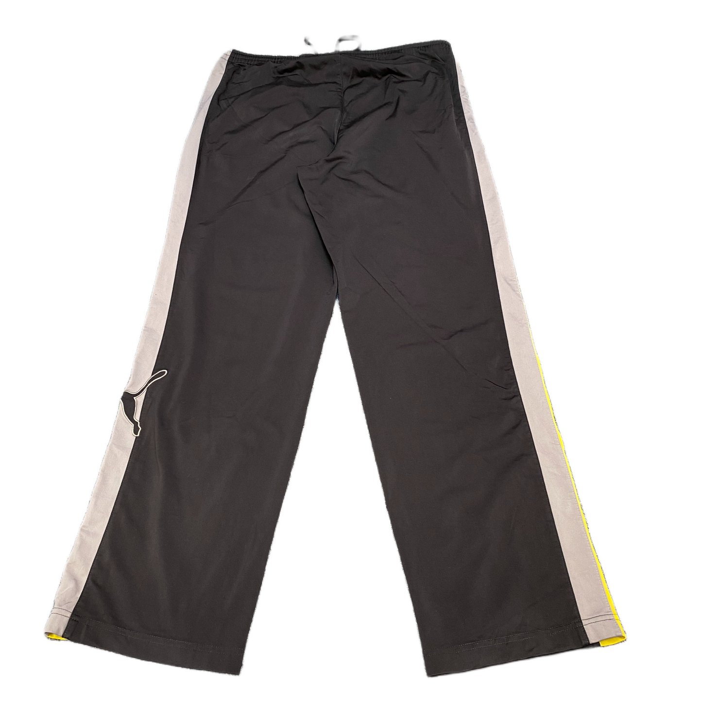 PUMA Joggers Fits as Mens 38" Waist Black Yellow Logo Gym Drawstring Trousers