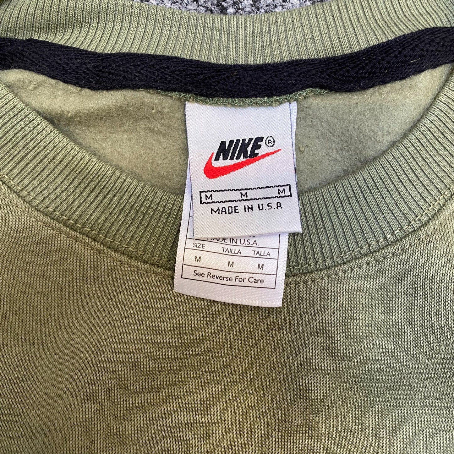 Nike Reworked Sweatshirt Mens M Green Heather Embroidered Long Sleeve Crew Neck
