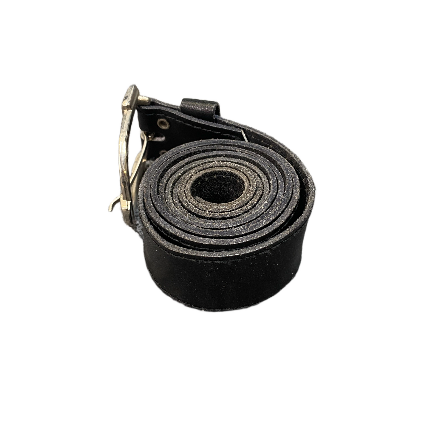 Waist Belt Mens Black Leather Adjustable Silver Pin D-Shape Buckle 45.5 inches