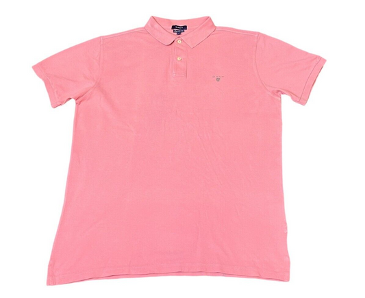 GANT Polo Shirt Men's Large Pink Golf Performance Regular Fit Short Sleeve Slit