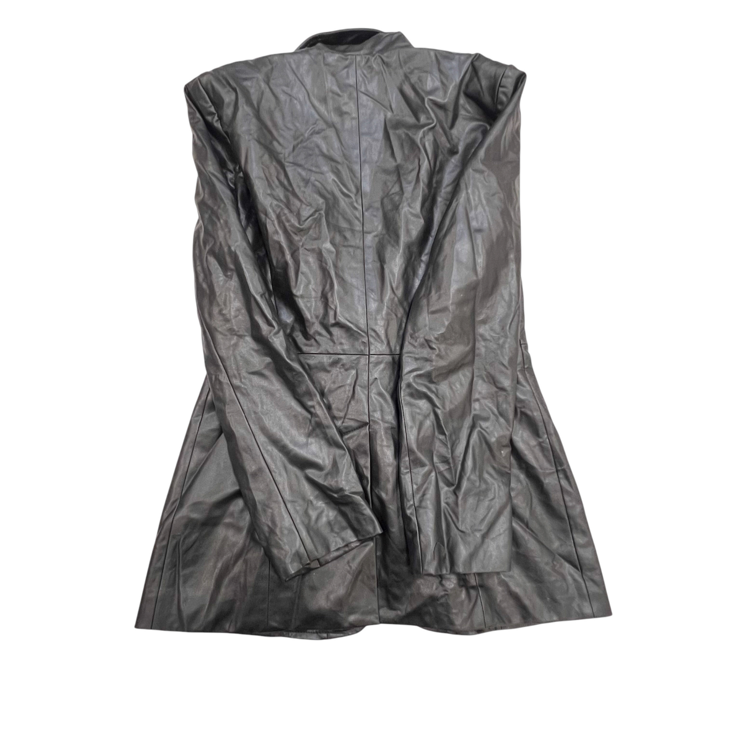 Sinequanone Faux Leather Jacket Womens Small Black Notch Lapel Single Breasted