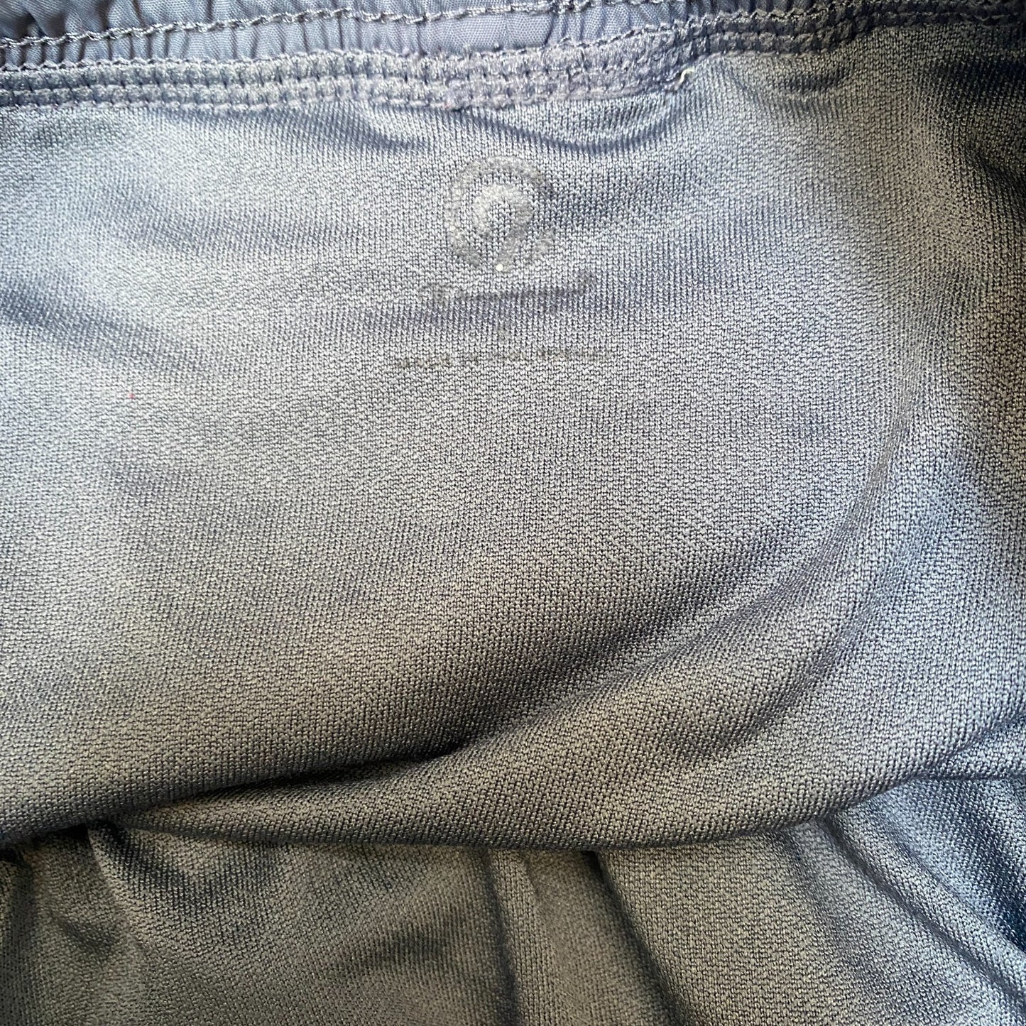 Running Shorts Womens Small 27" Waist Grey Blue Pattern Dolphin Hem Drawstring
