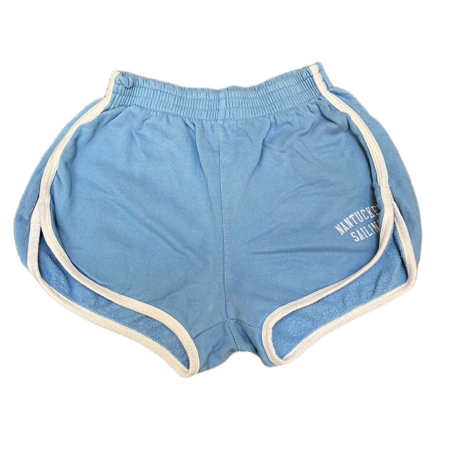 Running Sprinter Shorts Womens S 22" Waist Blue Athletic Gym Workout Dolphin Hem