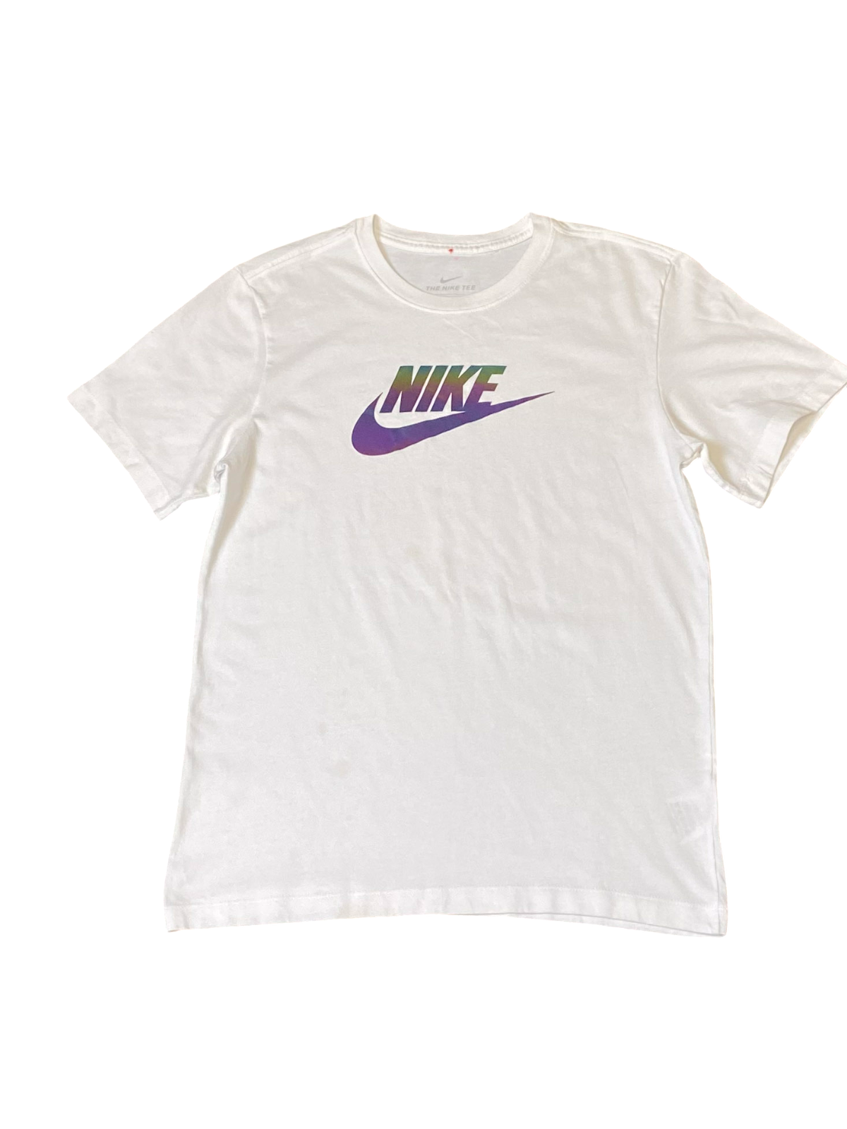 Nike Shirt Mens Small White Swoosh Logo Dri Fit Casual Short Sleeve Pullover Tee