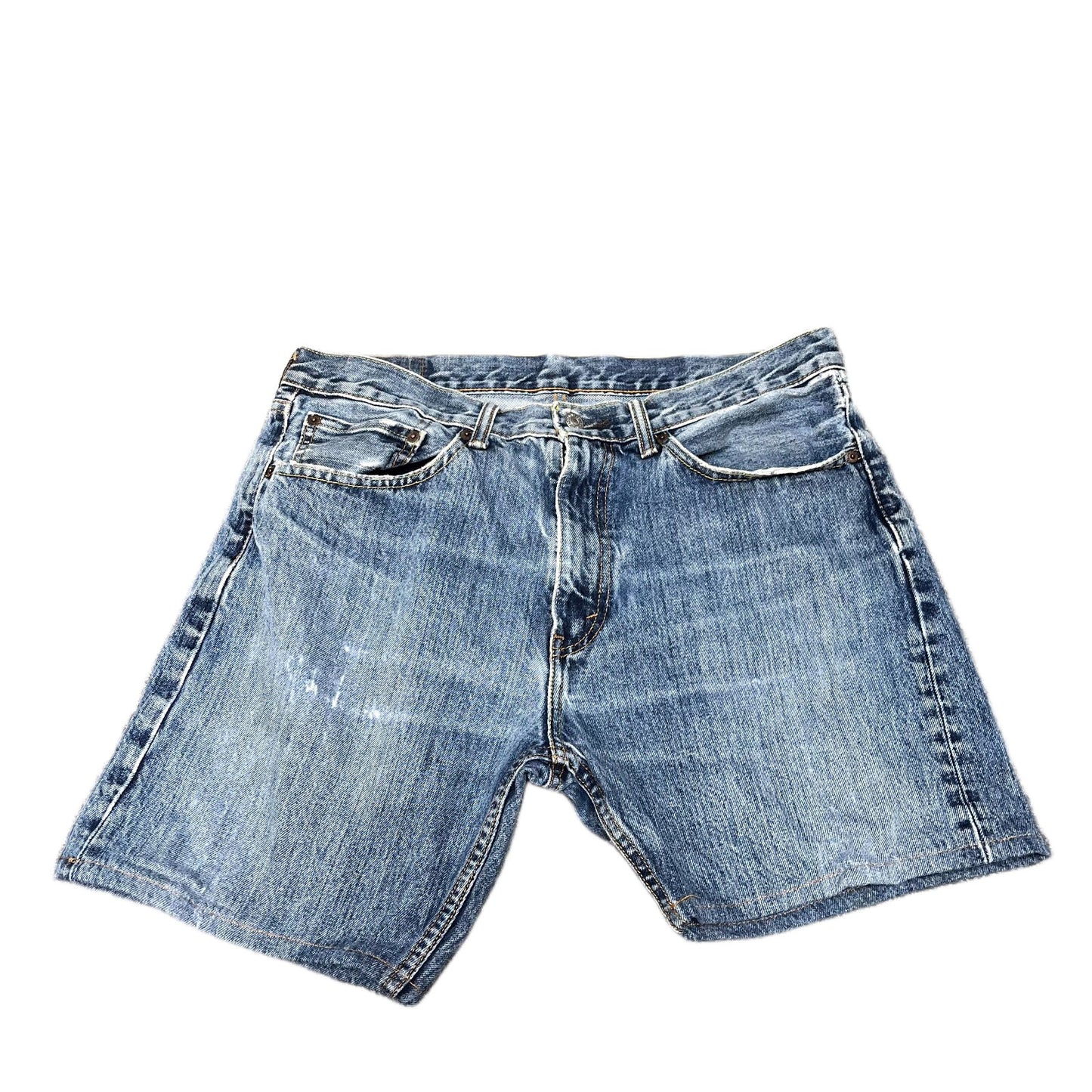 Levi's Denim Shorts Fits as Mens L 34" Waist Blue Denim Faded Red Tab 5-Pockets