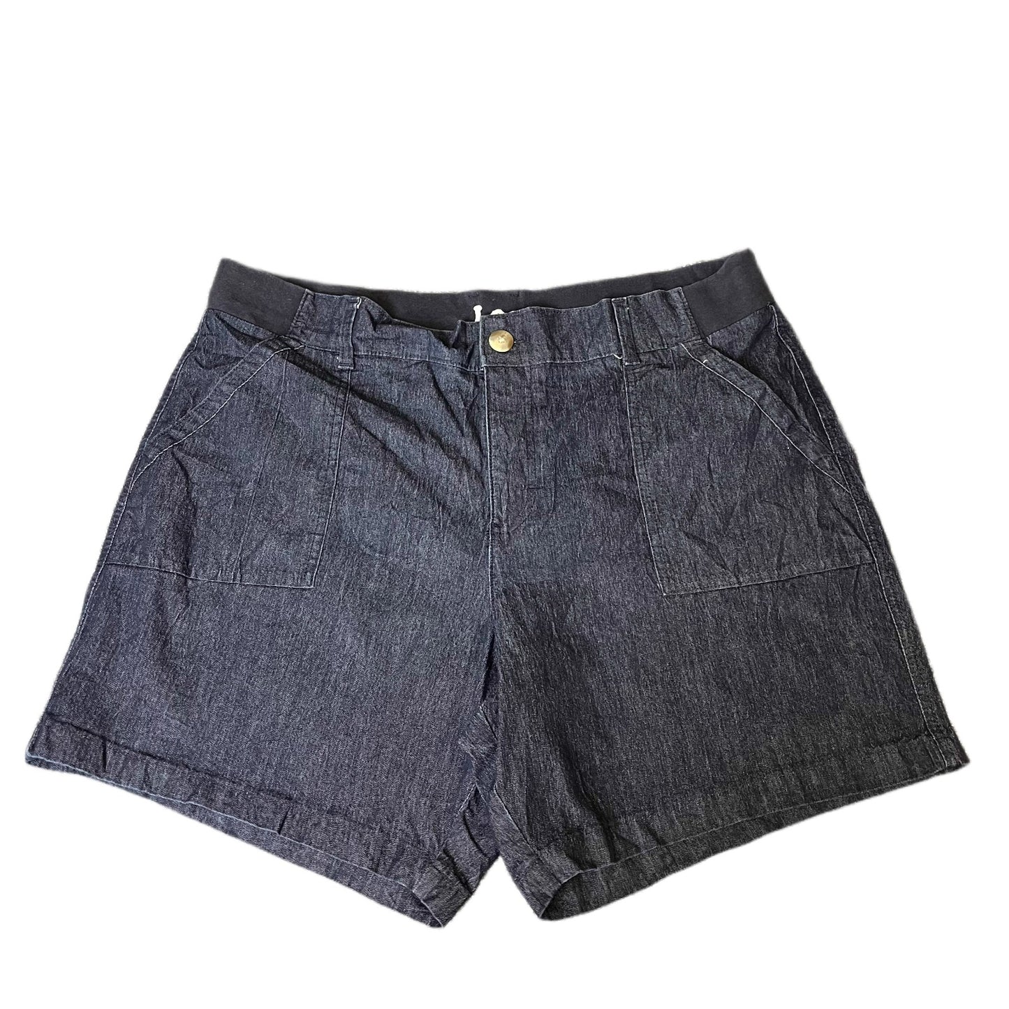 Lee Denim Shorts Fits as Womens 2XL 38" Waist Dark Blue Utility Elastic Waist