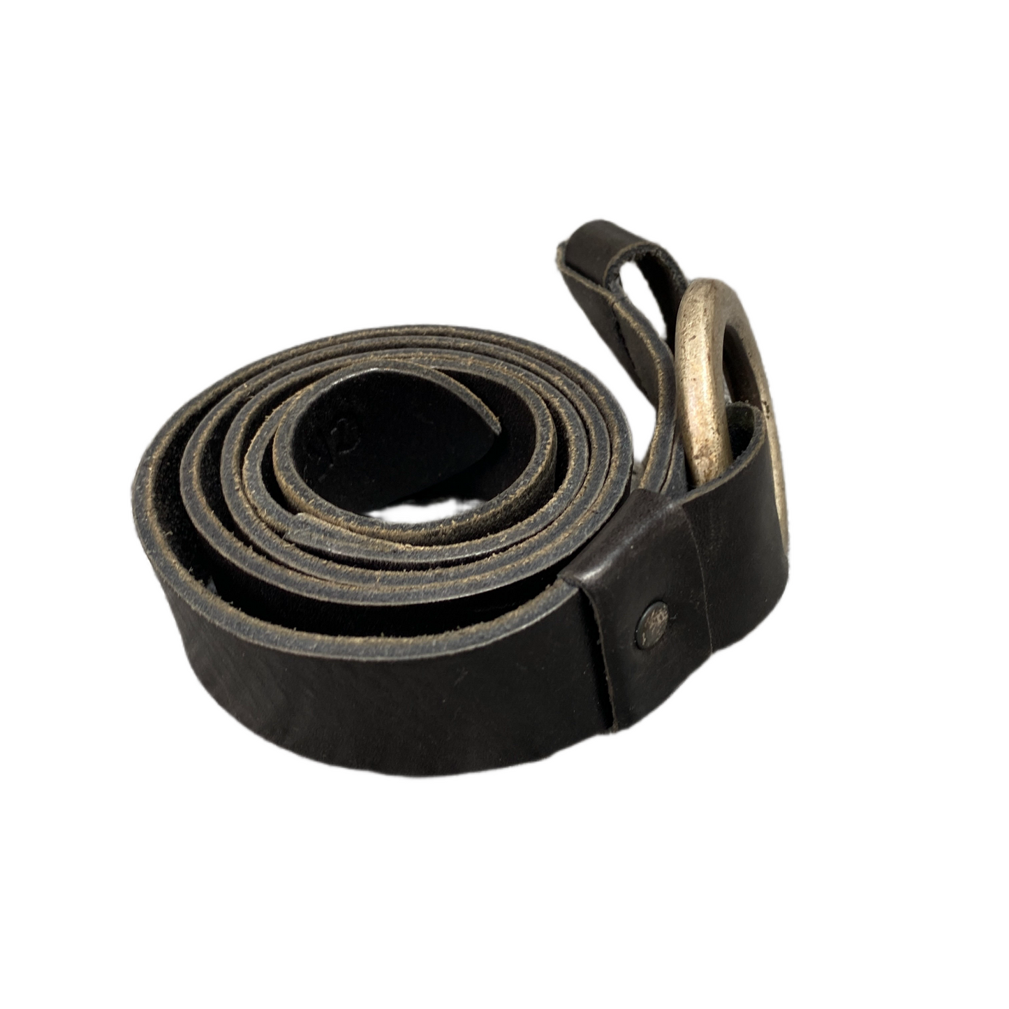 CRS Waist Belt Womens Black Leather Adjustable Brass O-Ring Buckle 39 Inches