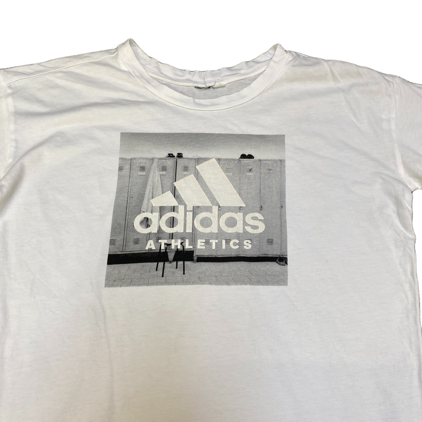 Adidas Athletics T-Shirt Womens M White Graphic Print Stretch Short Sleeve Tee